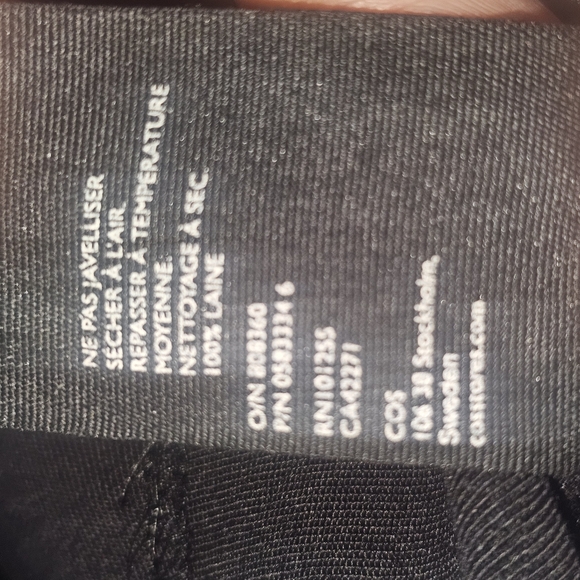 COS A Line Womens Top Sz 8 Black 3/4 Gathered Sleeve Lightweight Wool Oversized - Picture 15 of 15